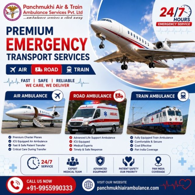 Book the Best Panchmukhi Air and Train Ambulance in Varanasi for Advanced Medical Features