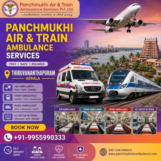 Use Panchmukhi Air and Train Ambulance Service in Thiruvananthapuram with a Medical Team