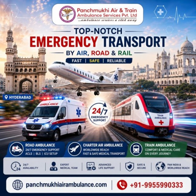Safe and Fast Transfers Provided By Panchmukhi Air and Train Ambulance in Hyderabad