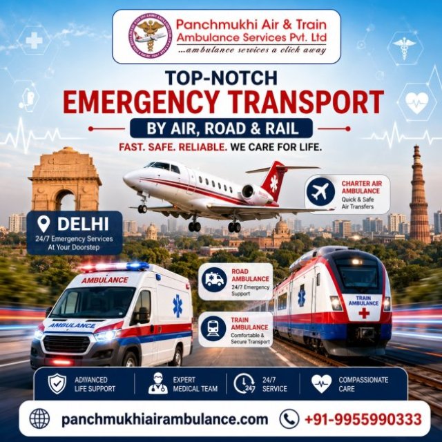 Panchmukhi ICU Air Ambulance in Delhi- 24/7 Emergency Assistance and Support