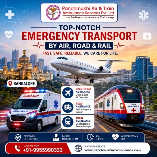 Panchmukhi Hi Tech Air Ambulance in Bangalore- Critical Care Transport Arranged On Time