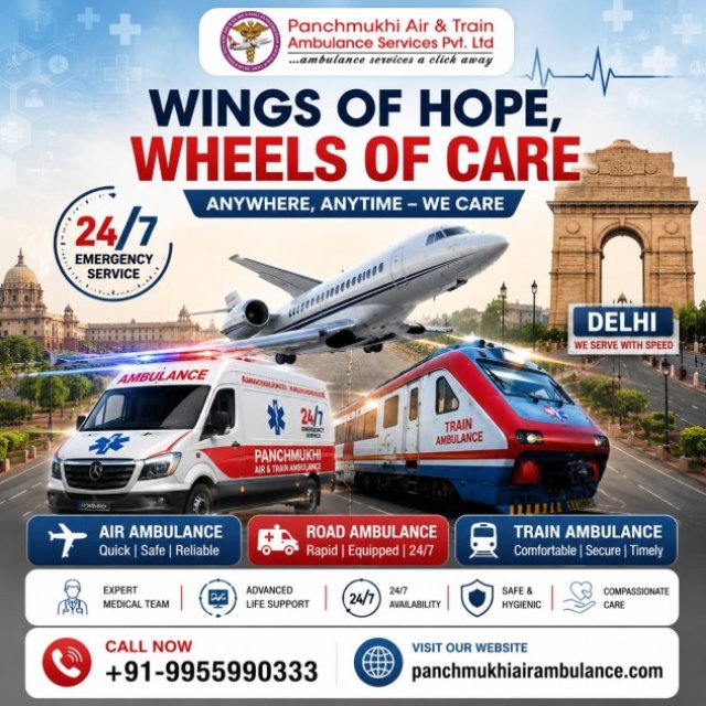 Panchmukhi ICU Air Ambulance in Delhi- Promising Safe Patient Relocation 24/7