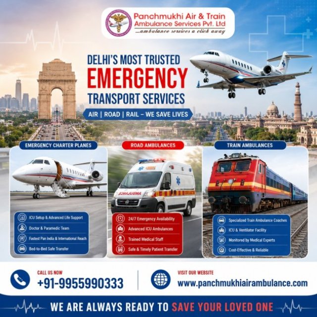 Panchmukhi ICU Air Ambulance in Delhi- Fast and Case Specific Medical Transfers