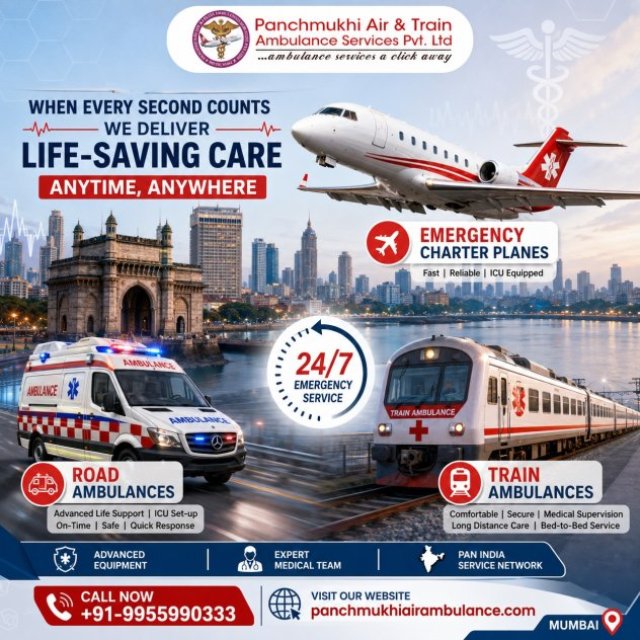 Panchmukhi Affordable Air Ambulance in Mumbai- Emergency Medical Transport Arranged at Low Cost