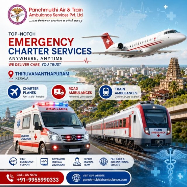 Panchmukhi Emergency Air Ambulance in Thiruvananthapuram - Assured Efficiency Maintained During the Transfer