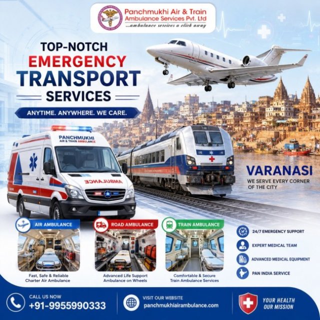 Panchmukhi Hi Tech Air Ambulance in Varanasi- Professional ICU Transportation