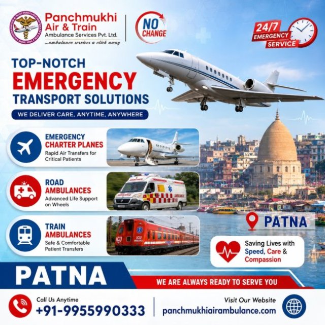 Get Panchmukhi Air Ambulance Service in Patna for Expert Medical Evacuation and Patient Transfer