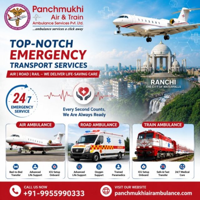 Get the Best Panchmukhi Air Ambulance Service in Ranchi, which offers Advanced Medical Equipment