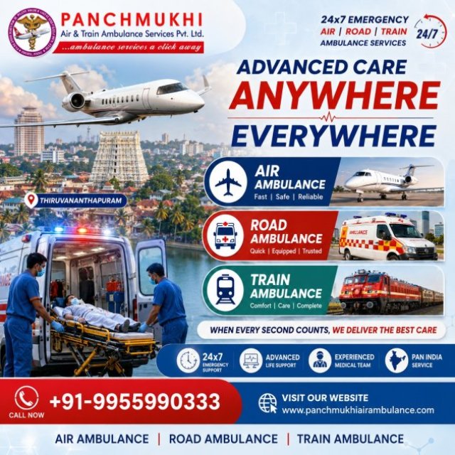 Panchmukhi Air and Train Ambulance Service in Thiruvananthapuram Is Known For Providing A Risk-Free Patient Transfer