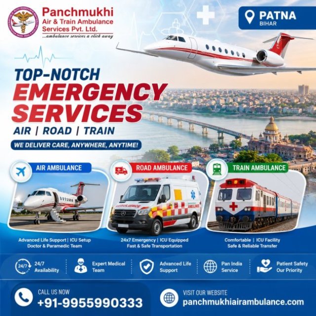Panchmukhi Air Ambulance Service in Patna | Emergency Medical Transport Available 24/7 across the Country