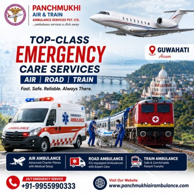 Panchmukhi Air Ambulance Service in Guwahati for Long-Distance Critical Patient Transfer