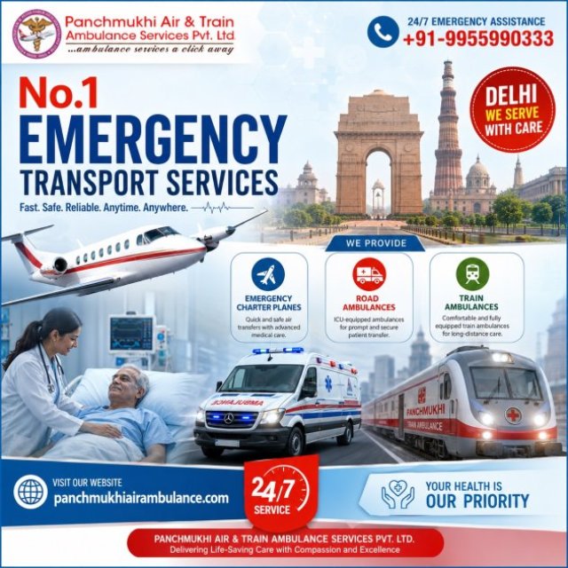 Panchmukhi Air Ambulance Service in Delhi - Swift Relocation with Caution