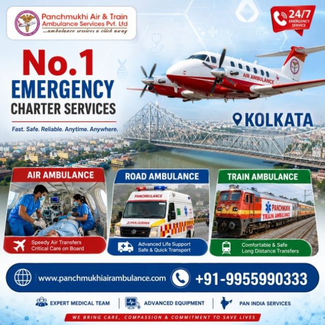 Panchmukhi Emergency Air Ambulance in Kolkata- Emergency Relocation with Protection