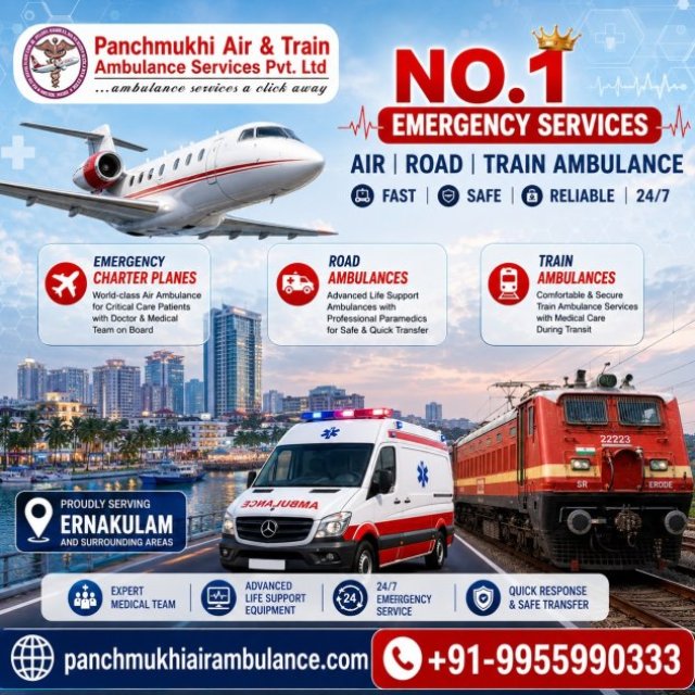 Panchmukhi Air Ambulance Services from Ernakulam - Critical Care Team Follows You Onboard