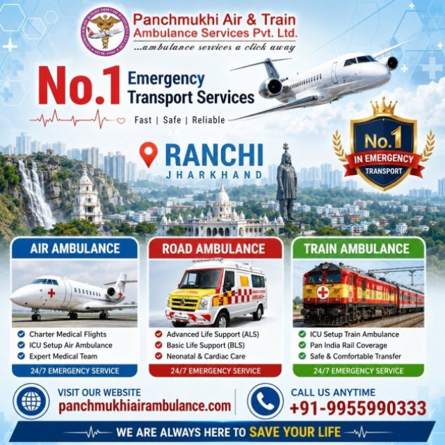 Panchmukhi ICU Air Ambulance in Ranchi- Expert Transport Assistance Offered In Time